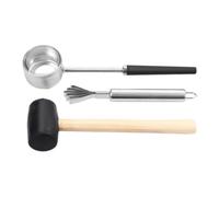 Kit Ouvre-noix Tropical en Acier Inoxydable, Marteau Caoutchouc | Outil Manuel Antirouille, Prise Sûre, pour Eau Fraîche, Pique-niques, Camping et Plage