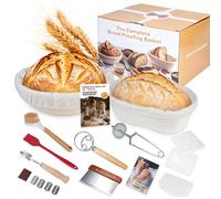 Kit Pain au Levain 10 Pièces, Banneton 23cm Rond & 25cm Ovale | Kit Boulangerie Levain Accessoires Boulangerie avec Lame Boulanger, Doublure, Housse, Grattoir à Pâte