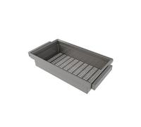 Kit panier métallique et rack ajustable Quartz pour armoires, glissières extension totale et à fermeture douce, Module 90cm, Finition Titane