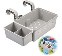 Kit Panier Rangement Piscine Plastique Gris, Porte-Gobelets et Accessoires, Pour Piscine Hors Sol Multifonction