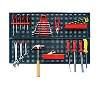 Kit panneau perforé avec 24 fixations à outils en plastique 800 x 500 mm