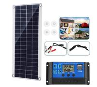Kit Panneau Solaire 100W + Contrôleur de charge solaire 100A pour Charge la Batterie 12V de Camping-car/Bateau/Caravane