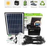 Kit Panneau Solaire 10W 18V + 4 Ampoules 2 USB pour Camping - Générateur d'énergie