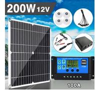 Kit Panneau Solaire 200W Ensemble Solaire Panneaux solaires monocristallins 12V avec régulateur de charge 100A