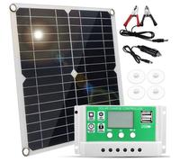 Kit Panneau Solaire 20W 18V Portable Monocristallin Avec régulateur de charge solaire pour batteries 12V, camping-car, bateau（60A)