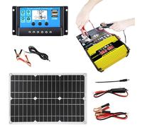 Kit Panneau Solaire - Convertisseur 300W, Système Panneau 18W, Adaptateur DC 12 AC 110 220, Contrôleur 30A avec Double Ports USB, Affichage LED | Kit Solaire Fiable pour Maisons RV ka