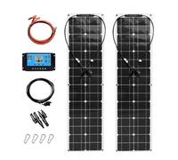 Kit Panneau Solaire Souple 100W avec Régulateur, 2 x 50W Monocristallin | Cellules Monocristallines, Rendement Cellulaire 21-25 %, Conception Souple, Régulateur Inclus, MC4(White,100A)