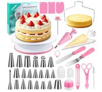 Kit Pâtisserie Professionnel 61 Pièces, Plateau Tournant Patisserie, Poche a Douille Patisserie, Poches à Douille, Spatules, Coupe Gâteau, Ustensiles à Pâtisserie pour Débutants et Professionnels