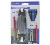 TIVOLY - KIT Guide de Perçage à Eau pour Foret Diamant Ø5mm à Ø15mm + Forets 2 en 1 Béton/Carrelage Ø6-8mm + Forets Diamant à Eau pour Grès Cérame Ø6-8mm + Mini-niveau et Crayon