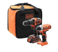 Kit Perceuse à percussion et Visseuse à impact sans fil - 18V - 1,5 Ah - 1 batterie - Livré en sac de rangement