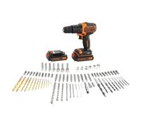 Black & Decker Perceuse à percussion sans fil BDC718AS2F-QW 18V - 2 batteries, coffret 80 accessoires