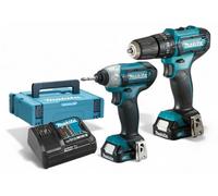 Kit perceuse-visseuse 12 V au lithium à deux vitesses et couple élevé, avec batterie de 2 Ah, mandrin à serrage automatique et fonction percussion
