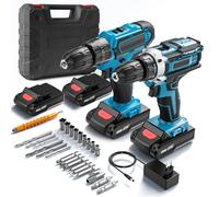 Kit perceuse-visseuse à percussion sans fil - Perceuse sans fil 18V - 25+3 niveaux de couple - Batterie incluse - Appareil portatif - Coffret B