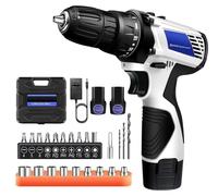 Kit perceuse-visseuse sans fil - 12 V - 2 batteries - Moteur à balais - 18+1 réglages de couple - 2 vitesses - 45 Nm