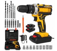 Kit perceuse-visseuse sans fil - 18 V - 23 pièces - Couple de 45 Nm - 2 vitesses avec vitesse variable - Lampe de travail LED - 2 batteries