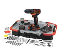 Black & Decker Perceuse-visseuse sans fil BDCDC18BAST-QW 18V — 2 batteries, 160 accessoires