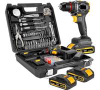 Kit perceuse-visseuse sans fil 21 V - Visseuse sans fil à moteur sans balais - Couple de 60 Nm - 135 accessoires - 2 batteries - Perceuse sans fil - Prise UE