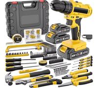 Kit perceuse-visseuse sans fil - Perceuse sans fil 20V - 148 pièces - 2 batteries - Lampe LED - Vitesse variable - Sens de rotation réversible (droite/gauche) - Chargeur