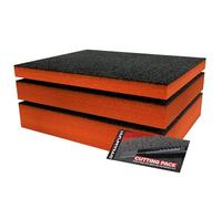 Kit Petit Paquet Shadow Foam Orange 3 pièces | Inserts en mousse pour boîte à outils - Feuille de mousse 40x32cm Pack mixte (profondeur de 30, 50 et 70mm) pour organisation de boîte à outils, systèmes