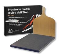 Kit pierre anti-adhésive lave ollaire ETNEA pour pizza 39 x 35 x 2 + pelle pour four électrique à gaz et barbecue pour viande, poisson et légumes réfractaire