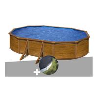 Kit piscine acier aspect bois Gré Pacific ovale 6,34 x 3,99 x 1,22 m + Bâche d'hivernage