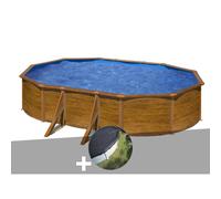 Kit piscine acier aspect bois Gré Pacific ovale 6,34 x 3,99 x 1,22 m + Bâche d'hivernage