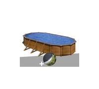 Kit piscine acier aspect bois Gré Pacific ovale 7,44 x 3,99 x 1,22 m + Bâche d'hivernage