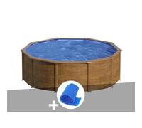 Kit piscine acier aspect bois Gré Sicilia ronde 3,20 x 1,22 m + Bâche à bulles