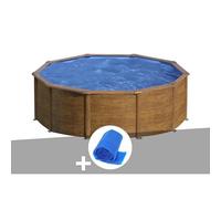 Kit piscine acier aspect bois Gré Sicilia ronde 4,80 x 1,22 m + Bâche à bulles