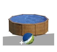 Kit piscine acier aspect bois Gré Sicilia ronde 4,80 x 1,22 m + Bâche hiver