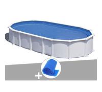 Kit piscine acier blanc Gré Atlantis ovale 10,20 x 5,75 x 1,32 m + Bâche à bulles