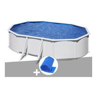 Kit piscine acier blanc Gré Atlantis ovale 5,27 x 3,27 x 1,32 m + Bâche à bulles