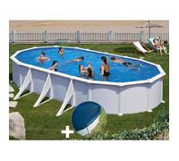 GRE Kit piscine acier Atlantis ovale 8,15 x 4,90 x 1,32 m Blanc