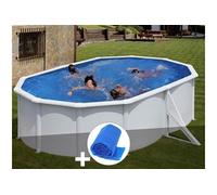 Kit piscine acier blanc Gré Bora Bora ovale 5,27 x 3,27 x 1,22 m + Bâche à bulles