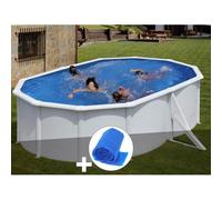 Kit piscine acier blanc Gré Bora Bora ovale 5,27 x 3,27 x 1,22 m + Bâche à bulles