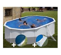 Kit piscine acier blanc Gré Bora Bora ovale 5 27 x 3 27 x 1 22 m + Bâche hiver + Tapis de sol