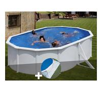 Kit piscine acier blanc Gré Bora Bora ovale 5,27 x 3,27 x 1,22 m + Tapis de sol