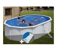 Kit piscine acier blanc Gré Bora Bora ovale 5,27 x 3,27 x 1,22 m + Tapis de sol