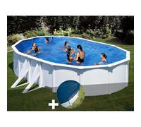 Kit piscine acier blanc Gré Bora Bora ovale 6,34 x 3,99 x 1,22 m + Bâche hiver