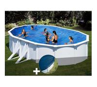 Gre Kit piscine acier blanc Bora Bora ovale 6,34 x 3,99 x 1,22 m + bâche hiver