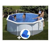 Kit piscine acier blanc Gré Bora Bora ronde 3,20 x 1,22 m + Bâche à bulles