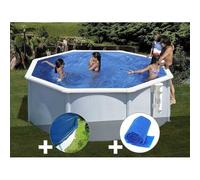 Kit piscine acier blanc Gré Bora Bora ronde 3,20 x 1,22 m + Bâche hiver + Bâche à bulles