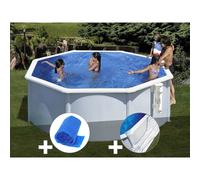 Kit piscine acier blanc Gré Bora Bora ronde 3,20 x 1,22 m + Bâche hiver + Tapis de sol