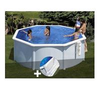 Kit piscine acier blanc Gré Bora Bora ronde 3,20 x 1,22 m + Tapis de sol