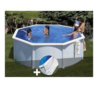 Kit piscine acier blanc Gré Bora Bora ronde 3,20 x 1,22 m + Tapis de sol