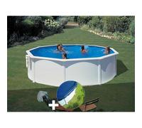 Kit piscine acier blanc Gré Bora Bora ronde 3,70 x 1,22 m + Bâche hiver