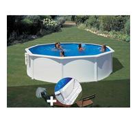 Kit piscine acier blanc Gré Bora Bora ronde 3,70 x 1,22 m + Tapis de sol