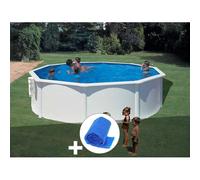 Kit piscine acier blanc Gré Bora Bora ronde 4,80 x 1,22 m + Bâche à bulles