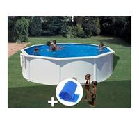 Kit piscine acier blanc Gré Bora Bora ronde 4,80 x 1,22 m + Bâche à bulles