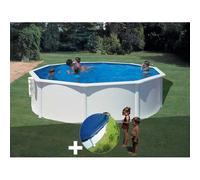 Kit piscine acier blanc Gré Bora Bora ronde 4,80 x 1,22 m + Bâche hiver
